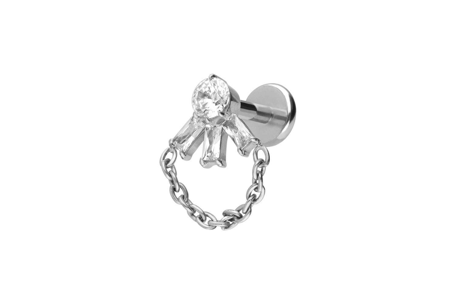 Titan Labret Piercing mit Push Fit LOTUSBLÜTE + KETTE